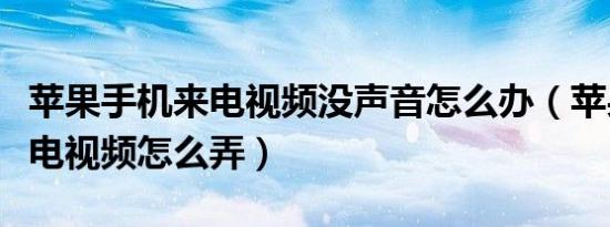 苹果手机来电视频没声音怎么办（苹果手机来电视频怎么弄）