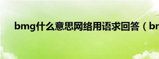 bmg什么意思网络用语求回答（bmg）