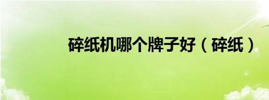 碎纸机哪个牌子好（碎纸）