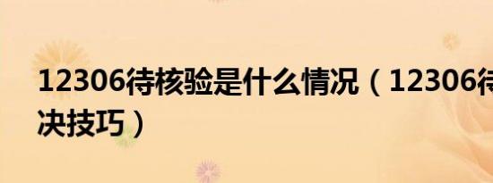 12306待核验是什么情况（12306待核验解决技巧）