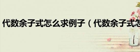 代数余子式怎么求例子（代数余子式怎么求）
