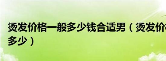 烫发价格一般多少钱合适男（烫发价格一般是多少）