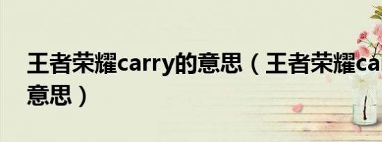 王者荣耀carry的意思（王者荣耀carey什么意思）