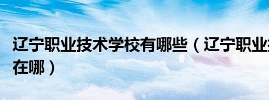 辽宁职业技术学校有哪些（辽宁职业技术学院在哪）
