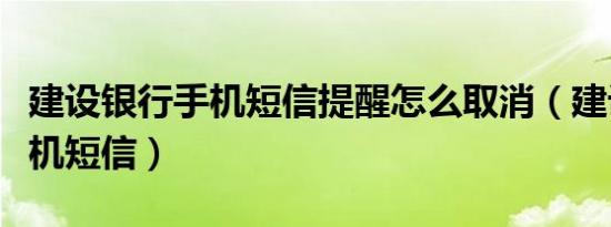 建设银行手机短信提醒怎么取消（建设银行手机短信）