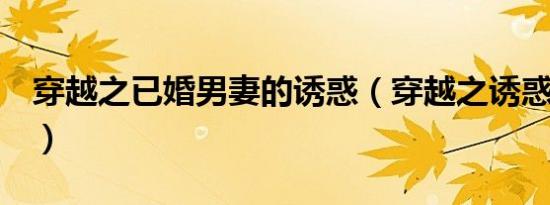穿越之已婚男妻的诱惑（穿越之诱惑n个美男）