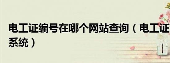 电工证编号在哪个网站查询（电工证网上查询系统）