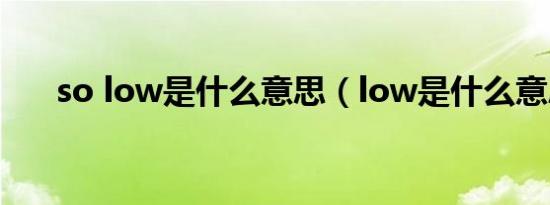 so low是什么意思（low是什么意思）