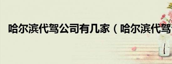 哈尔滨代驾公司有几家（哈尔滨代驾公司）