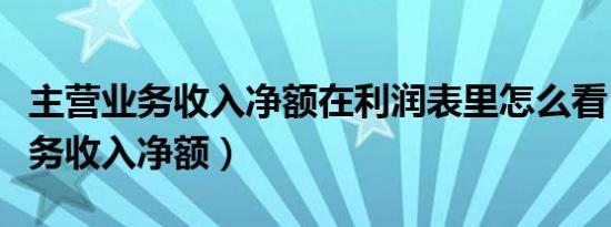 主营业务收入净额在利润表里怎么看（主营业务收入净额）