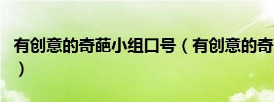 有创意的奇葩小组口号（有创意的奇葩小组名）