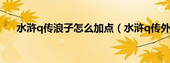 水浒q传浪子怎么加点（水浒q传外挂）