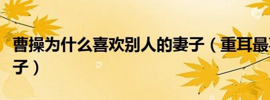 曹操为什么喜欢别人的妻子（重耳最喜欢的妻子）