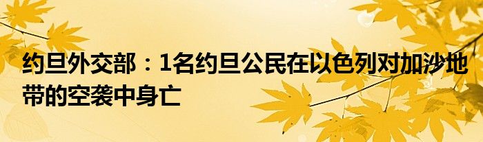 约旦外交部：1名约旦公民在以色列对加沙地带的空袭中身亡