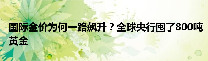 国际金价为何一路飙升？全球央行囤了800吨黄金