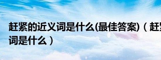 赶紧的近义词是什么(最佳答案)（赶紧的近义词是什么）