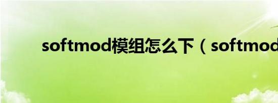 softmod模组怎么下（softmod）