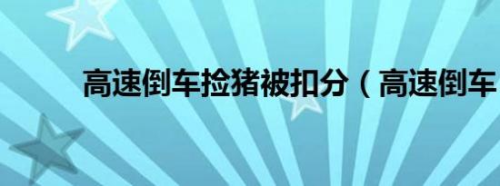 高速倒车捡猪被扣分（高速倒车）
