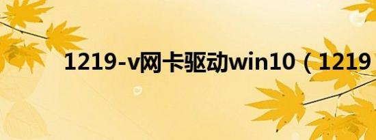1219-v网卡驱动win10（1219）