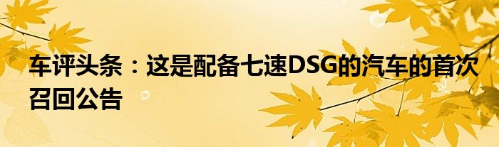 车评头条：这是配备七速DSG的汽车的首次召回公告