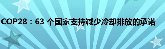 COP28：63 个国家支持减少冷却排放的承诺