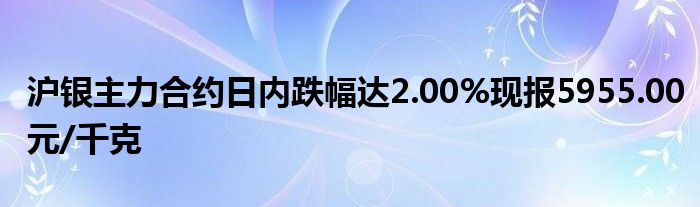 沪银主力合约日内跌幅达2.00%现报5955.00元/千克