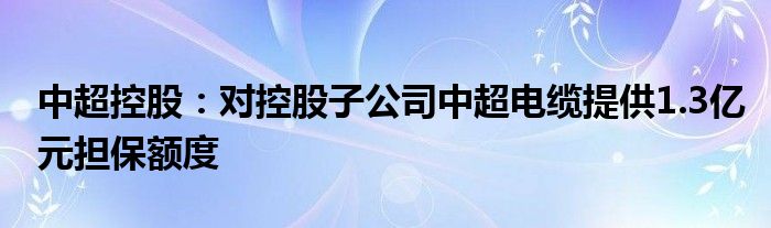 中超控股：对控股子公司中超电缆提供1.3亿元担保额度