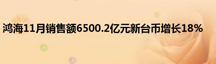 鸿海11月销售额6500.2亿元新台币增长18%