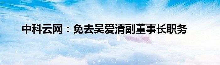 中科云网：免去吴爱清副董事长职务
