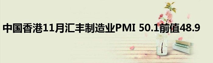 中国香港11月汇丰制造业PMI 50.1前值48.9
