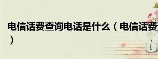 电信话费查询电话是什么（电信话费查询电话）