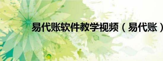 易代账软件教学视频（易代账）