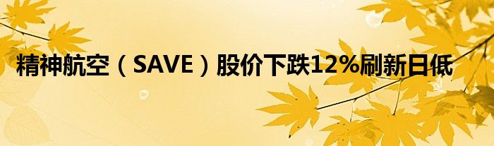 精神航空（SAVE）股价下跌12%刷新日低