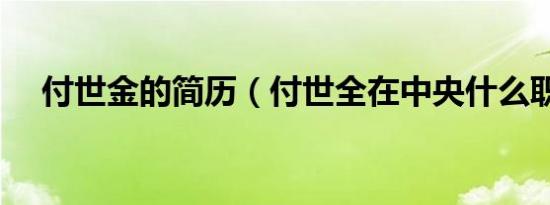 付世金的简历（付世全在中央什么职位）