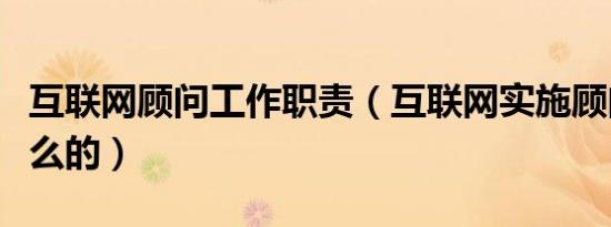 互联网顾问工作职责（互联网实施顾问是做什么的）