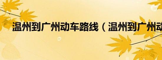 温州到广州动车路线（温州到广州动车）