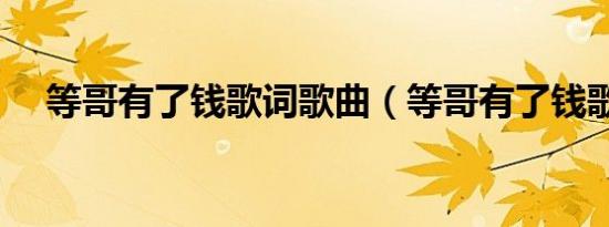 等哥有了钱歌词歌曲（等哥有了钱歌词）
