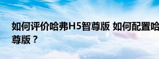 如何评价哈弗H5智尊版 如何配置哈弗H5智尊版？
