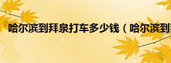哈尔滨到拜泉打车多少钱（哈尔滨到拜泉）