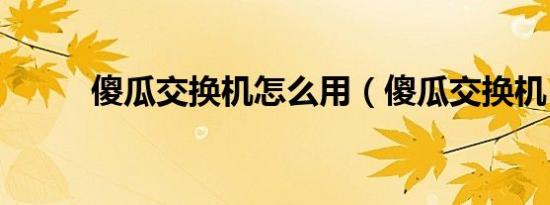 傻瓜交换机怎么用（傻瓜交换机）