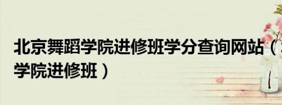 北京舞蹈学院进修班学分查询网站（北京舞蹈学院进修班）