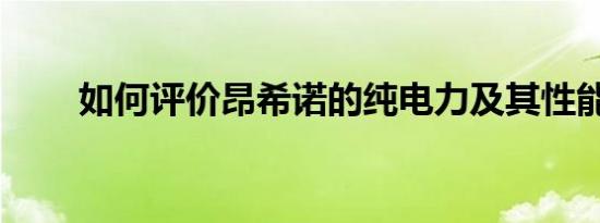 如何评价昂希诺的纯电力及其性能？