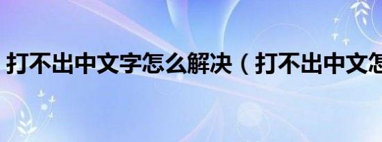 打不出中文字怎么解决（打不出中文怎么办）