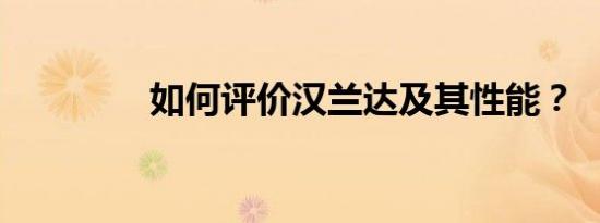 如何评价汉兰达及其性能？