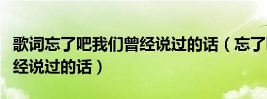 歌词忘了吧我们曾经说过的话（忘了吧我们曾经说过的话）