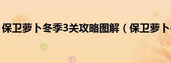 保卫萝卜冬季3关攻略图解（保卫萝卜冬季3）