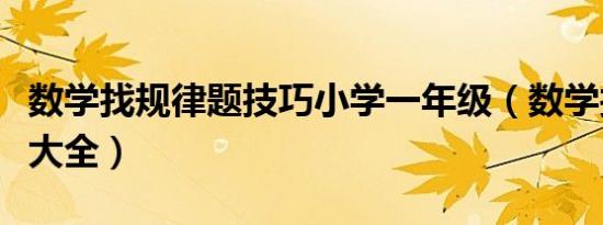 数学找规律题技巧小学一年级（数学找规律题大全）