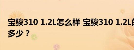 宝骏310 1.2L怎么样 宝骏310 1.2L的价格是多少？