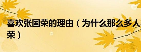 喜欢张国荣的理由（为什么那么多人喜欢张国荣）