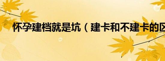 怀孕建档就是坑（建卡和不建卡的区别）
